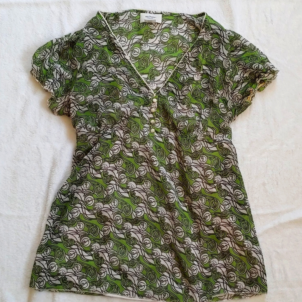 Maternity short sleeve green printed top